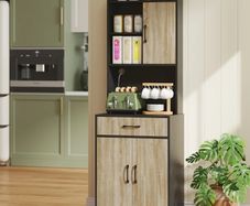 Kitchen cabinet with worktop and cable hole, modern kitchen chest with drawer