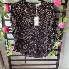 top Bnwt black patterned round neck top Marc Angelo brand size 12