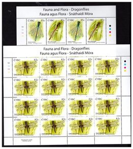 2009 Ireland Flora & Fauna Dragonflies Commemorative Stamps Sheetlet Plate 1A1A1A1A Mint Never Hinged (MNH)