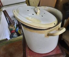 vintage enamel bread bin