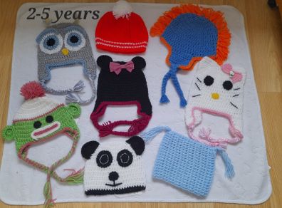 Handmade kids winter hats from 2 years +