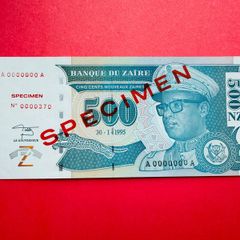 Zaire. 500  Zaires  1995  ( Specimen )  A0000000A  PICK  65AS  ( Uncirculated)