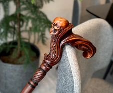 Unique Handmade Walking Stick, Skull Handle, Never Used