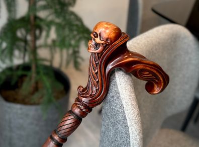 Unique Handmade Walking Stick, Skull Handle, Never Used