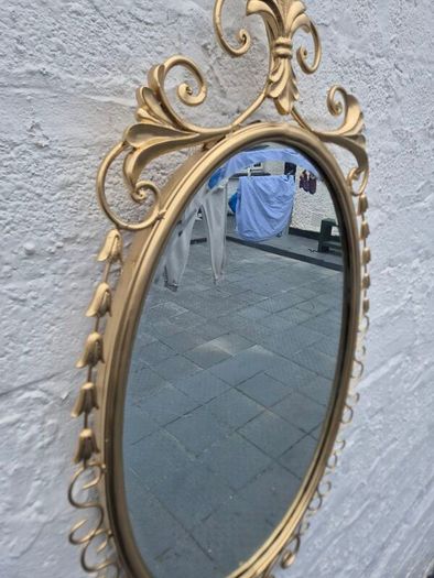 A Mirror Large heavy Vintage Rococo design filly bevelled oval Mirror