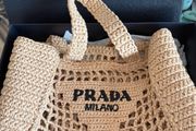 Prada Raffia Crochet Bag small