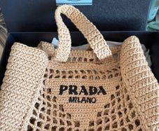 Prada Raffia Crochet Bag small