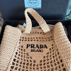 Prada Raffia Crochet Bag small