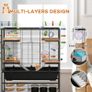 Large Hamster Cage, Gerbil Cage with Tubes, Storage Shelf, Ramps, Platforms, Running Wheel - Black Image 6