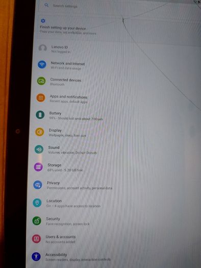 Lenovo 10.1 tablet, Model TB-X505F working perfect. The screen is cracked but doesn't affect touchscreen