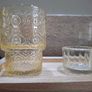 Decorative glasstealight holders on  wooden base Image 5