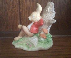 ROYAL DOULTON miniature Rabbit ornament  William bunnykins asleep in the sun