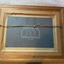 painting Vintage framed oil depicting a countryside landscape scene with a small house and river Image 4