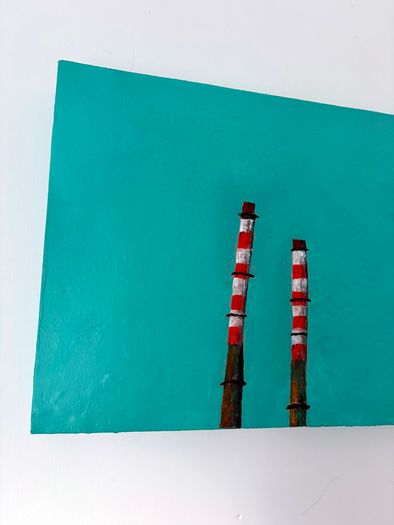 Poolbeg Chimneys Acrylic Art Painting on Deep Canvas