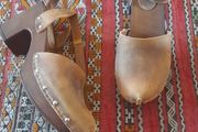 Tan Leather Clogs