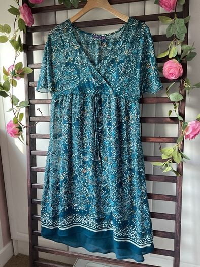 dress mexx teal pattern kimono style summer dress size 12