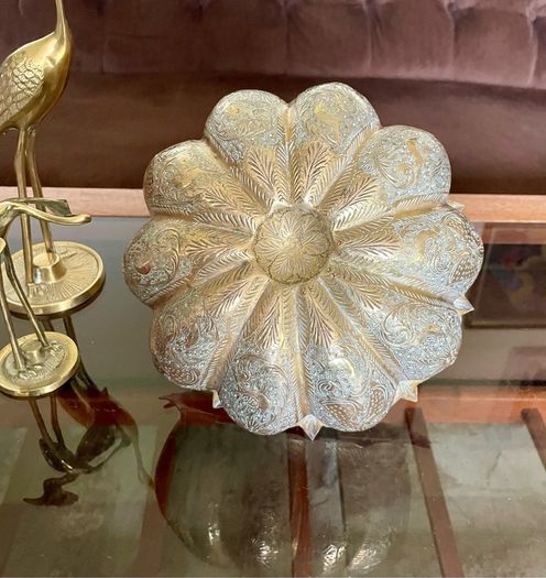 Antique Indian brass Planter Pumpkin Lotus Shape