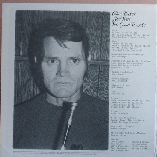 Chet Baker  /  She Was Too Good To Me