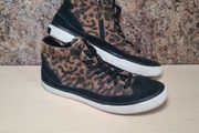 womens CLARKS ACELEY ZIP HI TOP SUEDE trainers runners leopard print  Size UK 8 D EU 42 converse style (AT2)