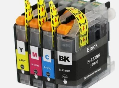 4 Comaptible LC123 Ink Cartridges for Brother Printers - 1x Full Set