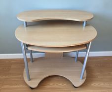 Compact 3-Tier Computer Workstation with Keyboard Tray & Castor Wheels