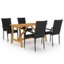 5 Piece Garden Dining Set Black Image 2