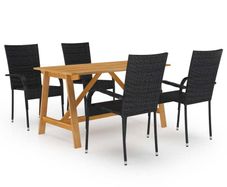 5 Piece Garden Dining Set Black