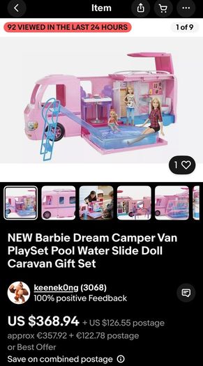Barbie Dream Camper Van PlaySet Pool Water Slide Doll Caravan Gift Set