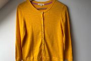 White Stuff 100% Cotton Yellow Knit Cardigan UK 10