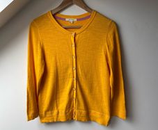 White Stuff 100% Cotton Yellow Knit Cardigan UK 10