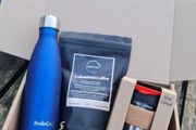 SoleCup Gift Set - Black Travel Mug, Columbian Coffee and Blue Bottle