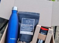 main image for ad SoleCup Gift Set - Black Travel Mug, Columbian Coffee and Blue Bottle
