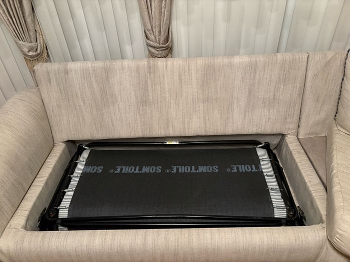 Mobile home couch + arm chair + stored double pull out bed,