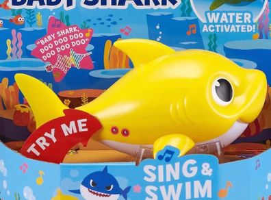 Baby Shark Battery-Powered Sing and Swim Bath Toy, Yellow