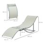 Set of 2 S-shaped Foldable Lounge Chair Sun Lounger Reclining Outdoor Chair for Patio Beach Garden, Beige Image 3