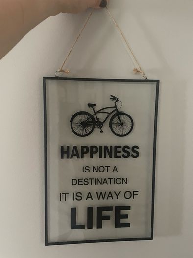wall art Happiness sign glass metal