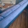 Blue fabric three-seater sofa Image 2