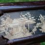 Vanity Jewelry Box Chinese Japanese Cork Scene Wood Frame - 6,4x3,2xH3in Image 2