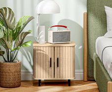 Nordic Bedside Table with Sliding Doors