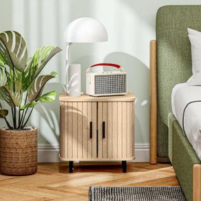 Nordic Bedside Table with Sliding Doors
