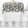 NEW SALE | Printed Tablecloth 145 x 145 cm for Square Dining Table of length upto 110 cm, 100% Cotton, Machine Washable, Durable, Rectangular, for Home, Restaurant, Banquet - Daisy Grey Image 6