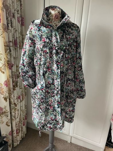 New look floral shower resistant coat parka style size 14