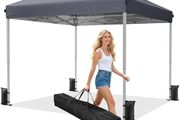 Pop Up Gazebo 3m x 3m - Instant Setup Portable Gazebo with Carry bag, 4 Sandbags and 8 Stakes for Outdoor Events, Parties &amp; Camping - Dark Grey