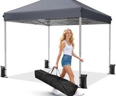 Pop Up Gazebo 3m x 3m - Instant Setup Portable Gazebo with Carry bag, 4 Sandbags and 8 Stakes for Outdoor Events, Parties & Camping - Dark Grey