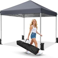 Pop Up Gazebo 3m x 3m - Instant Setup Portable Gazebo with Carry bag, 4 Sandbags and 8 Stakes for Outdoor Events, Parties & Camping - Dark Grey