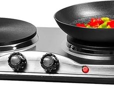 Double Hot Plate Electric Hob 2500W Tabletop Hob with 2 Ring Heating Plates Portable & Compact Ideal for Student Living, Camping, Caravans & Emergency Cooking
