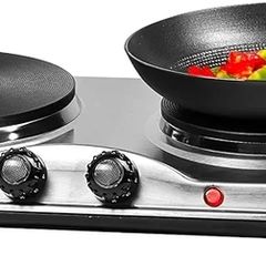 Double Hot Plate Electric Hob 2500W Tabletop Hob with 2 Ring Heating Plates Portable & Compact Ideal for Student Living, Camping, Caravans & Emergency Cooking