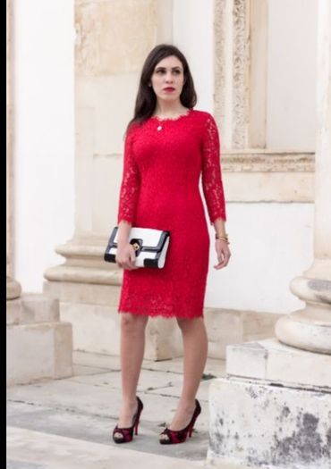 H&M lace red dress