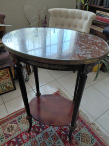 antique French Louis XVI style side table marble top