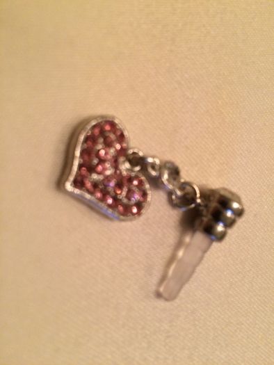 Brand new pink diamond heart phone charm